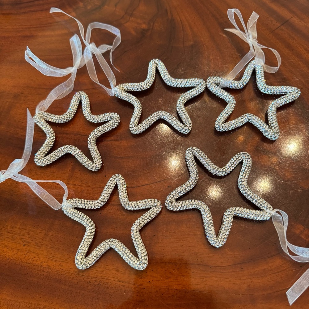 BaubleBar Pavé Star Ornament Set of 5 Crystal Holiday Decor NWT